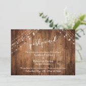 延期結婚発表の木製ライト 招待状 (スタンド正面)