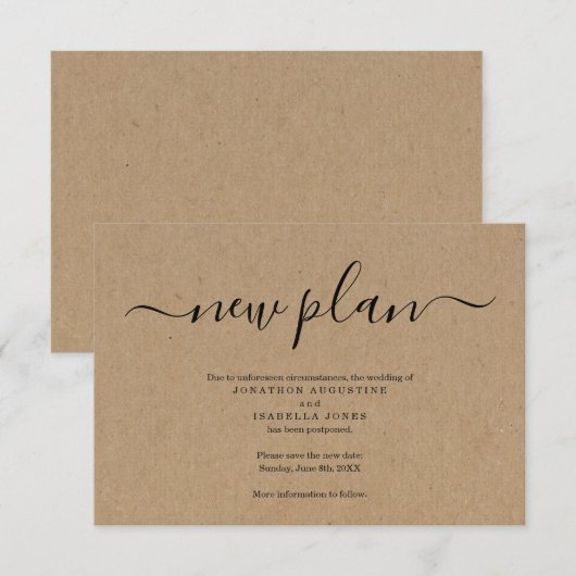 延期結婚発表の背景（クラフト紙） 招待状 (正面/裏面)