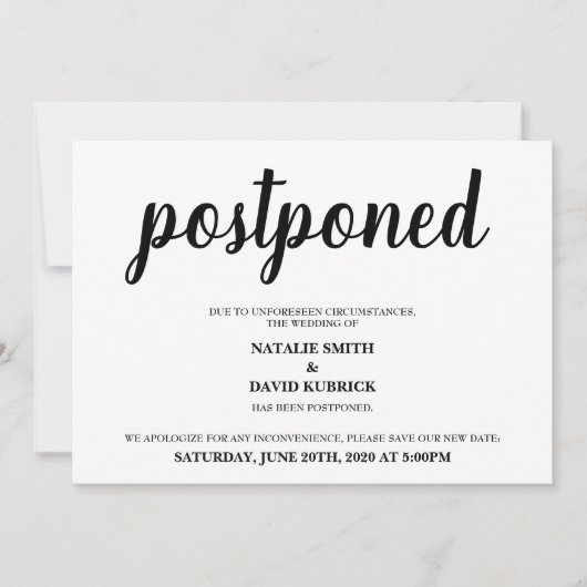 延期結婚発表 招待状 (正面)