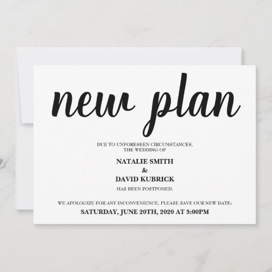 延期結婚発表 招待状 (正面)