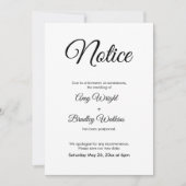 延期結婚通知エレガント書 招待状 (正面)