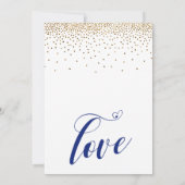 延期結婚 ゴールド コンフェッティ ネイビー 新しい日付 招待状 (裏面)