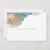 延期結婚 ティールとゴールドの抽象 招待状 (裏面)