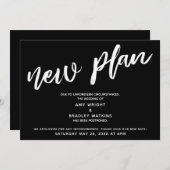 延期結婚 新計画 黒発表 招待状 (正面/裏面)