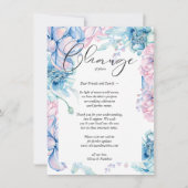 延期結婚 水彩ピンクとブルーの花 招待状 (正面)