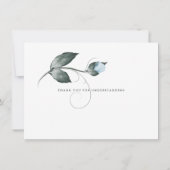 延期結婚 水彩 ダスティーブルー 花 招待状 (裏面)