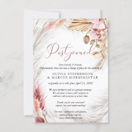 延期結婚 水彩 パステル ブッシュ ピンク 招待状