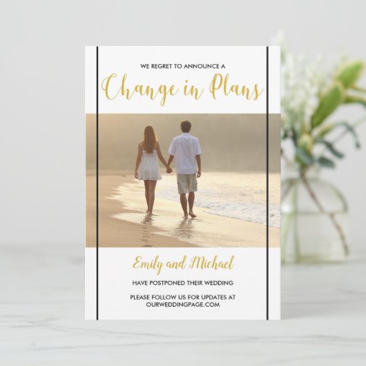 延期結婚 黒と金の写真発表 招待状 (スタンド正面)