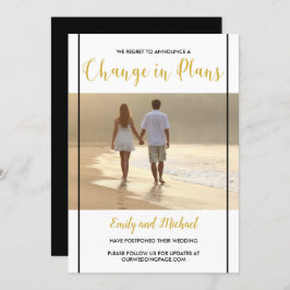 延期結婚 黒と金の写真発表 招待状