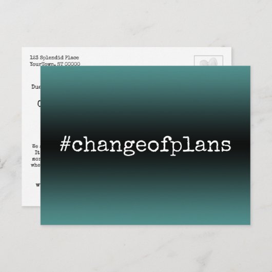 延期計画の結婚ティール(緑がかった色)グラデーション ポストカード (正面/裏面)