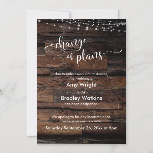 延期計素朴画の変更結婚について 招待状 (正面)