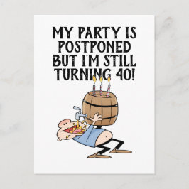 延期誕生日パーティー中止のお知らせ カートゥーン ポストカード