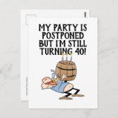 延期誕生日パーティー中止のご案内 カートゥーン ポストカード (正面/裏面)