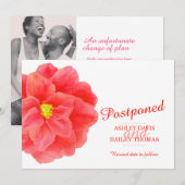 延期・中止 赤い椿の結婚式 キャンセル 案内状 (正面/裏面)