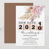 延期 新しい日 乾燥 パンパスグラス ウェディング 案内状 (正面/裏面)