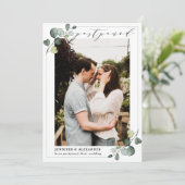 延期 日程変更 ユーカリ ウェディングフォト 案内状 (スタンド正面)