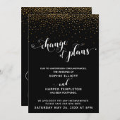 延期 結婚式 ゴールド ブラック 計画変更 カード (正面/裏面)