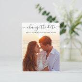 延期PHOTOのエレガント日付の変更結婚 ポストカード (スタンド正面)