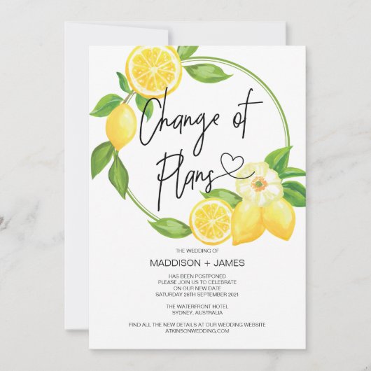 延結婚期された計画変更 招待状 (正面)