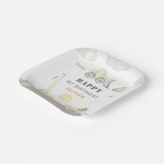 建物おもしろい建築キッズ1st誕生日パーティー ペーパープレート (傾斜あり)