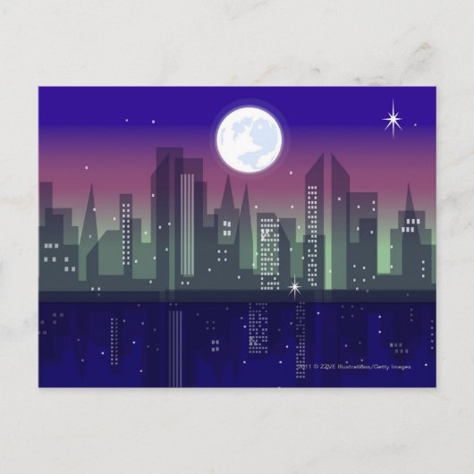 建物が夜に点灯した ポストカード (正面)