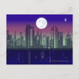 建物が夜に点灯した ポストカード