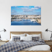 建物と船モダン付きスリマ港 キャンバスプリント (インサイチュ (寝室))