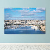 建物と船モダン付きスリマ港 キャンバスプリント (インサイチュ (ウッドフロア))