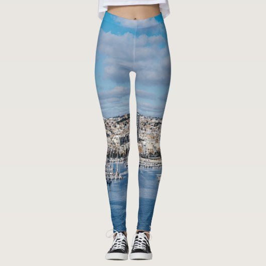 建物と船モダン付きスリマ港 レギンス (正面)