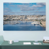 建物と船モダン付きスリマ港 横断幕 (トレードショー)