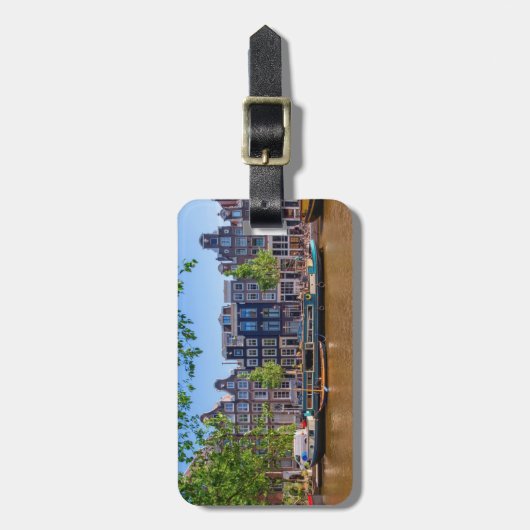 建物と運河アムステルダム,オランダ ラゲッジタグ (正面縦)