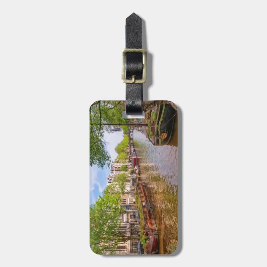 建物と運河アムステルダム,オランダ ラゲッジタグ (正面縦)
