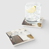 建物に飛ぶ飛行機 ストーンコースター (横)