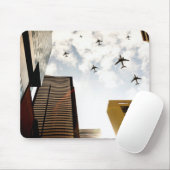 建物に飛ぶ飛行機 マウスパッド (マウス)