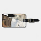 建物に飛ぶ飛行機 ラゲッジタグ (正面横)