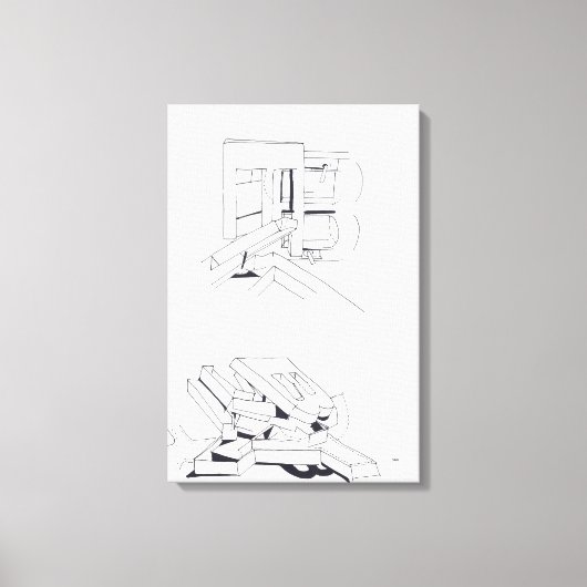 建物のゲームと文字スケッチ8 Canvas キャンバスプリント (正面)