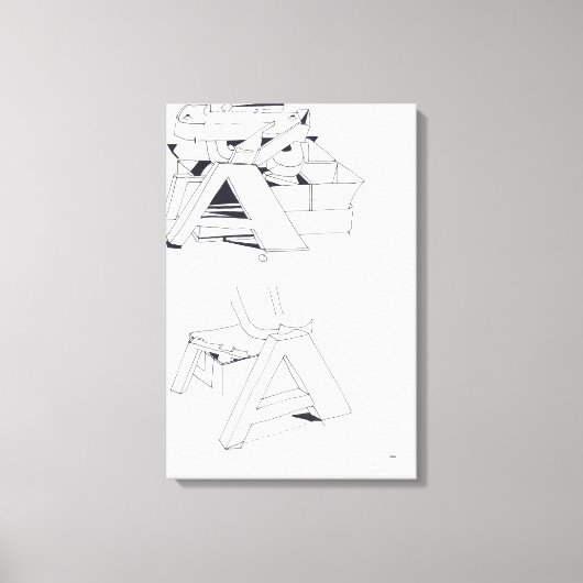 建物のゲームオウムモノグラムスケッチ11キャンバス キャンバスプリント (正面)