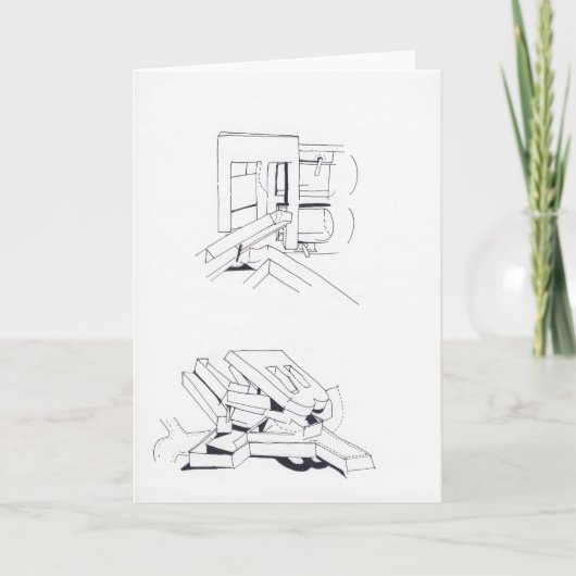 建物のゲーム(文字あり)スケッチ8カード ノートカード (正面)