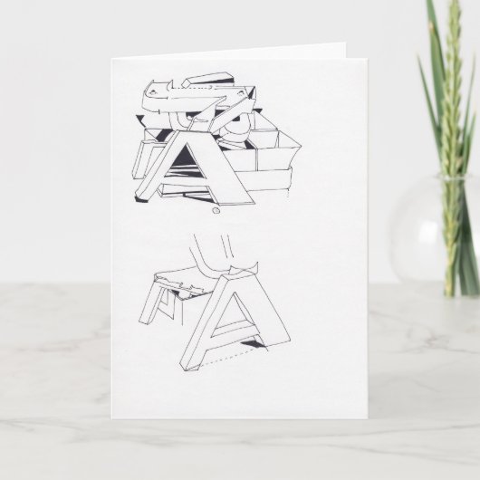 建物のモノグラムスケッチ11カードでのゲーム ノートカード (正面)