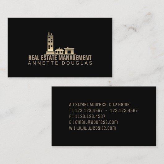 建物の勾配の金ゴールドの芸術カバー黒は編集します 名刺 (正面/裏面)