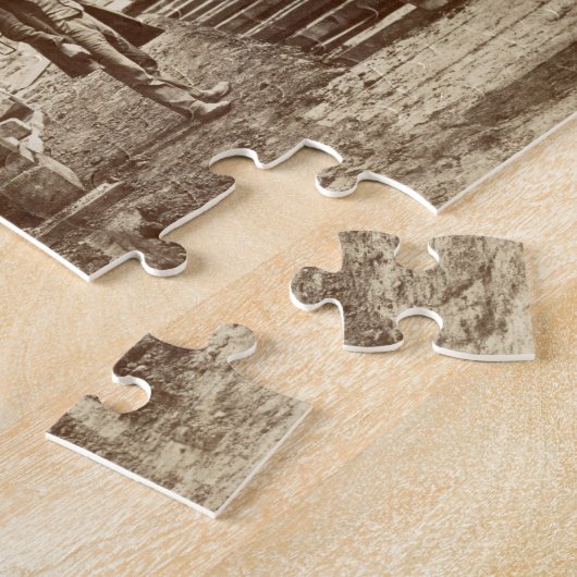 建物の間にの作動中蒸気クレーン ジグソーパズル (側面)