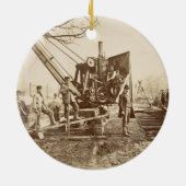 建物の間にの作動中蒸気クレーン セラミックオーナメント (裏面)