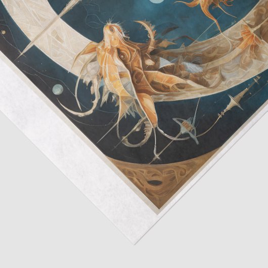 建物や魚と超現実的で抽象芸術的な世界 薄葉紙 (詳細)