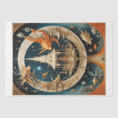 建物や魚と超現実的で抽象芸術的な世界 薄葉紙 (正面)