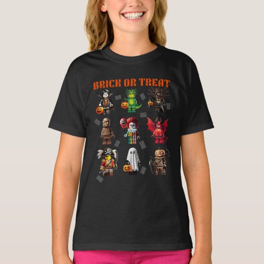 建物れんがハロウィンブリックまたはトリート Tシャツ (正面)
