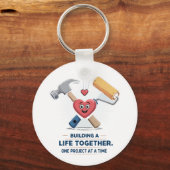 建物を一緒に過ごす | かわいいDIYカップルホーム キーホルダー (裏面)