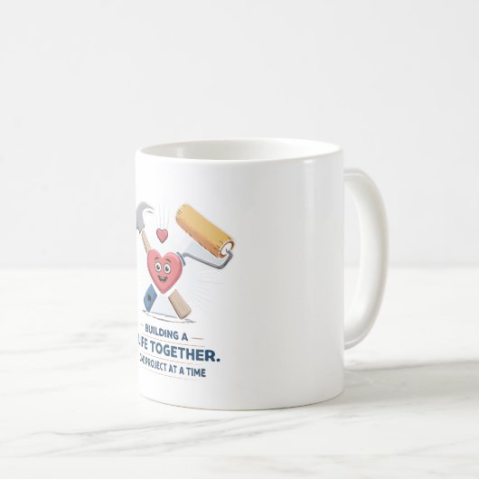 建物を一緒に過ごす | かわいいDIYカップルホーム コーヒーマグカップ (正面右)