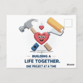 建物を一緒に過ごす | かわいいDIYカップルホーム ポストカード (裏面)