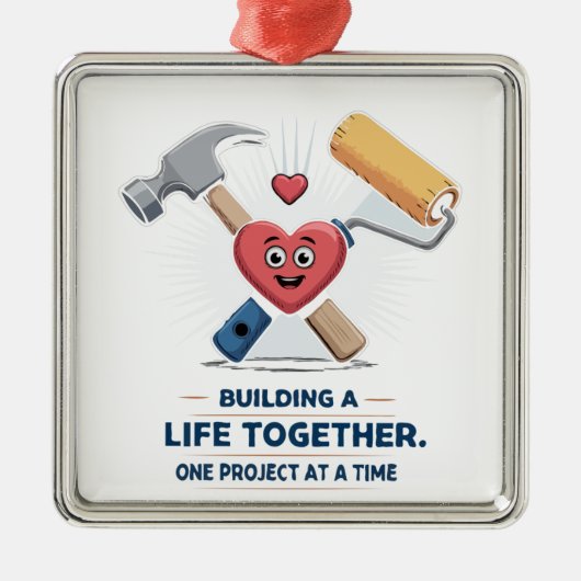 建物を一緒に過ごす | かわいいDIYカップルホーム メタルオーナメント (正面)