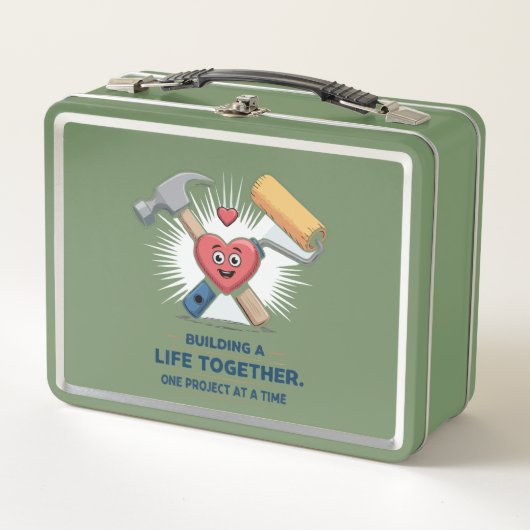 建物を一緒に過ごす | かわいいDIYカップルホーム メタルランチボックス (正面)